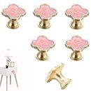 CPELLESSE 6 Pcs Clover Knobs Dresser Cabinets Kitchen Cupboard Pulls Drawer Wardrobe Shoe Cabinet Jewelry Box Pulls Furniture Coffee Table Single Hole Door Handles(Pink)