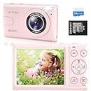 PORTWORLD Kids Small Compact Digital Camera: 64MP 4K Video Camera with 32GB TF Card 18X Digital Zoom, Auto-Focus Point and Shoot Camera for Girls Boys Christmas Birthday Gift-Pink