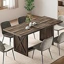 YITAHOME 70.8" Large Farmhouse Dining Table for 6 to 8 People, Rustic Style Wood Dinner Table, Rectangular Dining Table for Kitchen, Dining Room & Living Room