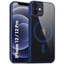 TheGiftKart Ultra-Hybrid Back Cover Case for iPhone 12 / iPhone 12 Pro Compatible with MagSafe | Camera Protection | Crystal Clear Transparent Back Case for iPhone 12/12 Pro (PC & TPU, Blue Bumper)
