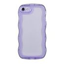 Eiyikof Compatible with iPhone 6S/6 Clear Case,Cute Solid Color Curly Wave Frame Transparent Soft Silicone Anti-Scratch Shockproof Protective Slim Case for Women Girls-Purple