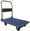 Olympia Tools Foldable Push Cart Dolly - 660 Lb. Capacity Heavy Duty Moving Platform Hand Truck - Folding & Rolling Olive Green & Blue Flatbed Carts
