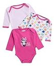 BUMZEE Pink & White Baby Girls Full Sleeves Bodysuit/Onesies Pack Of 3 Age - New Born (Peb8588A-pnk.wht)