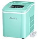 COSTWAY Countertop Ice Maker, 26Lbs/24H Portable Ice Machine with Self-Cleaning Function, Bullet Ice Cubes Ready in 8 Mins, Scoop and Removable Basket,Ice Maker for Home Party Bar, Green