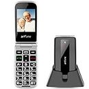 artfone F20 Big Button Mobile Phone for Elderly, Senior Flip Mobile Phone Dual SIM Free Unlocked, Simple to Use,2.4" LCD Display with SOS Button and Charging Cradle Included(Black)