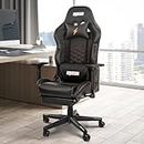 BAYBEE Drogo Hyper Ergonomic Gaming Chair,High Back Computer Chair With Pu Leather,3D Armrest,Adjustable Seat,Head&Lumbar Support Pillow|Home&Office Chair With Full Recline Back&Footrest(Black)