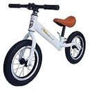 GOCART WITH G LOGO Lightweight Pedal Free Adjustable Seat Kids Balance Bicycle for Girls and Boys (White, Black Spokes Wheel)(12inch Tier)