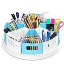 MeCids 360°Rotating Desk Organizers Homeschool Office Organization and Storage Art Supplies Organizers– 12" Lazy Susan Style Caddy with Removable Bins, for Home Offices, School Supplies Classroom Use