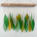 Garden Outdoor Recycled Beach Glass Leaf Style Wind Chime Home Decor Windchime
