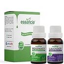 Essancia Pack of 2 Essential Oils Rosemary & Lavender Oils, Combo Set For Hair Growth, Soap Making, Acne, Dandruff, Better Sleep, Meditation, Diffuser & Aromatherapy. 100% Natural, Undiluted, Pure & Therapeutic Grade Essential Oils Kit.