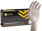 GTSE Box of 100 Latex Gloves, Size Extra Large (XL), Lightly Powdered Disposable Gloves, White, Suitable for Medical Use, Automotive, Cleaning and Industrial