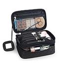 ONEGenug Travel Makeup Bag, Multifunctional 2 Layer Train Professional Makeup Bag Cosmetic Case Make Up Bags Organizer Kit Set with Carry Handle for Travel & Home(Size M Black)