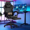 Gaming Chair with Footrest and Massage Pillow Black