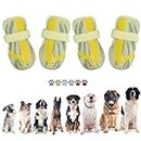 XSY&G Dog Shoes,Mesh Breathable Dog Boots for Walking Running Hiking,Soft Non-Slip Rugged Rubber Sole Dog Booties with Adjustable Straps 4Pcs,Yellow-Size9