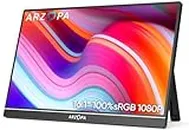 ARZOPA 16.1" Portable Monitor, 100% sRGB FHD 1080P Kickstand Portable Laptop Monitor High Color Gamut Display IPS Eye Care Screen for High-end Office & Entertainment -Z1C