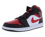 Jordan 1 Mid Men's Shoes, White/Black-red, 11 US