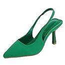 UK 6 Women's Suede Point Toe Heels Slingback Pumps Shoes,Sling Pump Slingback Heels-Clearance #4_Green