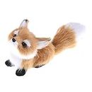GUDVES Simulation Brown Fox Toy Furs Squatting Fox Model Home Decoration Animals World with Static Action Figures Plush Mini Fox (Pitching)