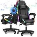 Gaming Chair with Bluetooth Speaker High Back Office Chair with RGB LED Light