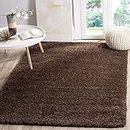 NIRAWALS Shaggy Carpet Plain Fur Rugs for Bedroom Living Room Feet Microfiber 2 Inch Pile Height Modern Interior Mats (2X6 Feet, Brown)