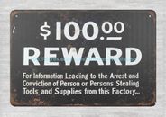 $100 REWARD metal tin sign pub studio  plaques online