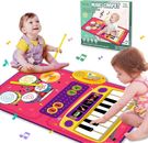 Piano Mat: Baby Toys for 1 Year Old Girls, 2-in-1 Music Mat with Keyboard & Drum