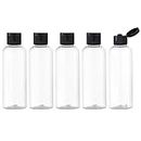 Hunky Dory 5pcs 100ml Empty Clear Plastic Bottles Refillable Travel Size Cosmetic Travelling Containers Small Leak Proof Squeeze Bottles with Black Flip Cap for Toiletries,Shampoo. (Pack of 5)