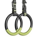 Gymnastic Rings with Adjustable Straps, QUOLIX Non-slip Pull Up Rings with Straps, 1300lbs Exercise Rings with Straps for Home, Gymnastics Rings for Home Gym, Workout, Exercise, Training, Calisthenic