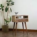 Mid Century Nightstand with Drawer Solid Walnut Bedside Table with Shelf Nightstand Organizer Unique Style Handmade Bedroom Furniture