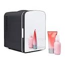 Iceman Portable Mirrored Personal Fridge 4 Litre Mini Refrigerator, Skin Care, Makeup Storage, Beauty, Serums and Face Masks, Small for Desktop Or Travel, Cool & Heat, Cosmetic Application, Black