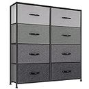 LLappuil Tall Dresser for Bedroom 8 Drawer Dresser Kids Dresser for Closet,Living Room, Entryway, Fabric Storage Tower, Storage Organizer with Sturdy Frame, Wooden Top, Easy-Pull Handles, Grey
