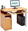 Computer und Schreibtisch mit Schrank, Aufbewahrung & einziehbarem Tastaturregal