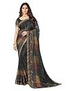 SIRIL Women's Lace & Printed Chiffon Saree with Blouse(2206S941_Steel Grey)