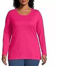 Just My Size Women's Plus Size Long Sleeve Tee, Sizzling Pink, 4X