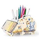 Desk Supplies Organizer, Mokani Cute Elephant Pencil Holder Multifunctional Office Accessories Desk Decoration with Cell Phone Stand Office Supplies Desk Decor Organizer Christmas, Cute Elephant