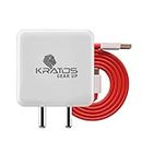 Kratos 65W Fast Charger Adapter & USB-A to Type C Cable Combo, Compatible with Samsung, OnePlus, Realme, Xiaomi, Oppo, Vivo & other Smartphones, Type C Charger Supports Dash, Warp, Vooc, SuperVooc