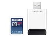 Samsung PRO Plus SD-Karte, 128 GB, UHS-I U3, Full HD & 4K UHD, 160 MB/s Lesen, 120 MB/s Schreiben, Speicherkarte für Spiegelreflexkameras und Systemkameras, Inkl. USB-Kartenleser, MB-SD128KB/WW
