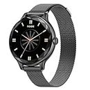Noise Diva Smartwatch with Diamond Cut dial, Glossy Metallic Finish, AMOLED Display, Mesh Metal and Leather Strap Options, 100+ Watch Faces, Female Cycle Tracker Smart Watch for Women (Black Link)
