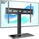 FITUEYES Universal TV Stand with Swivel Mount Height Adjustable for 50 inch to 85 inch TV,Big Table Top TV Stand Holds up to 143lbs Screen,VESA up to 800x600MM
