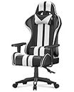 bigzzia Gaming Chair video game chair - Gamer Chairs with Lumbar Cushion + Computer Chair Headrest Height Adjustable Gaming Chair Office Chair for Adults Girls Boys Upgraded Version (White)
