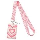 Pink Lanyard with Card Holder for ID Keys, Neck Strap with Hard Plastic Case Teacher Students Kids