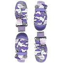 2Pairs Boys Girls 3-8 Years Camouflage Winter Warm Water-proof Outdoors Skiing Gloves Full Finger Mittens Gloves (Purple, 3-8 Years)