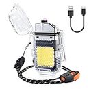 Extremus Blaze 360 Rechargeable Electric Lighters, Dual Arc Lighter, Windproof Plasma Lighter, Waterproof Lighter, Flameless Lighter with Whistle Lanyard for Camping (Black Flash)