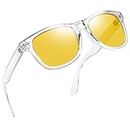 Joopin Clear Night Driving Glasses, Trendy Night Vision Shades for Women Men, Vintage Anti Glare Yellow Lens Sunglasses UV400 Protection