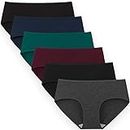 INNERSY Women's Mid Rise Tagless Plain Color Full Coverage Cotton Hipster Panties 6-Pack (M, Dark Vintage)