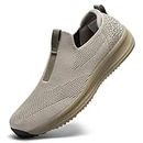 Men's Running Shoes Casual Non Slip Walking Tennis Gym Sneakers Lightweight Breathable Mesh Workout Sports Soft Sole, Khaki, 12