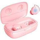 Wireless Earbuds, Tribit 100H Playtime Bluetooth 5.0 IPX8 Waterproof Touch Control Ture Wireless Bluetooth Earbuds with Mic Earphones in-Ear Deep Bass Bluetooth Headphones, FlyBuds 3 Pink