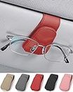 JEJA Brillenhalter für Auto Sonnenblende, Leder Sonnenbrillen Halterung für Auto Visier Zubehör, Ticket-Kartenclip, Rot