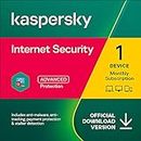 Kaspersky Internet Security 2023 | 1 Device | 1 Month | Antivirus and Secure VPN Included | PC/Mac/Android | Amazon Subscription - Monthly Auto-Renewal