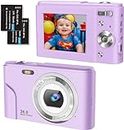Digital Camera 1080P Full HD Compact Camera 36MP Vlogging Camera with 16X Digital Zoom, FamBrow Photo Camera 2.4 Inch LCD Mini Video Camera for Students/Children/Adults/Beginners（Purple）